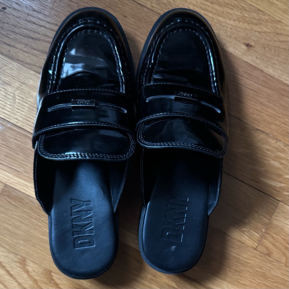 DKNY Black Patent Leather Loafers